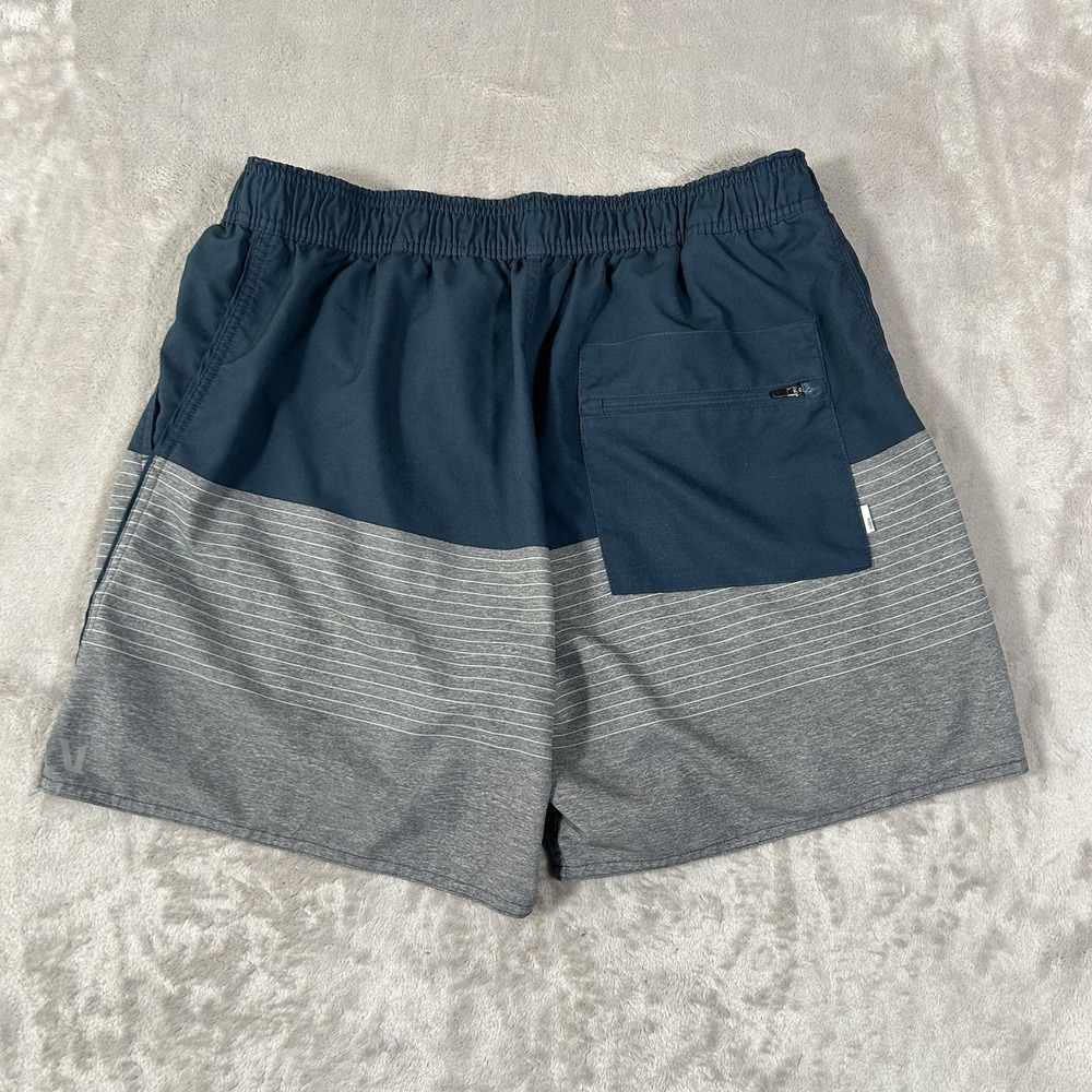 Vuori Trail Shorts 2.0 6" Mens L Blue Gray Striped Lined Athletic Performance - Picture 1 of 15